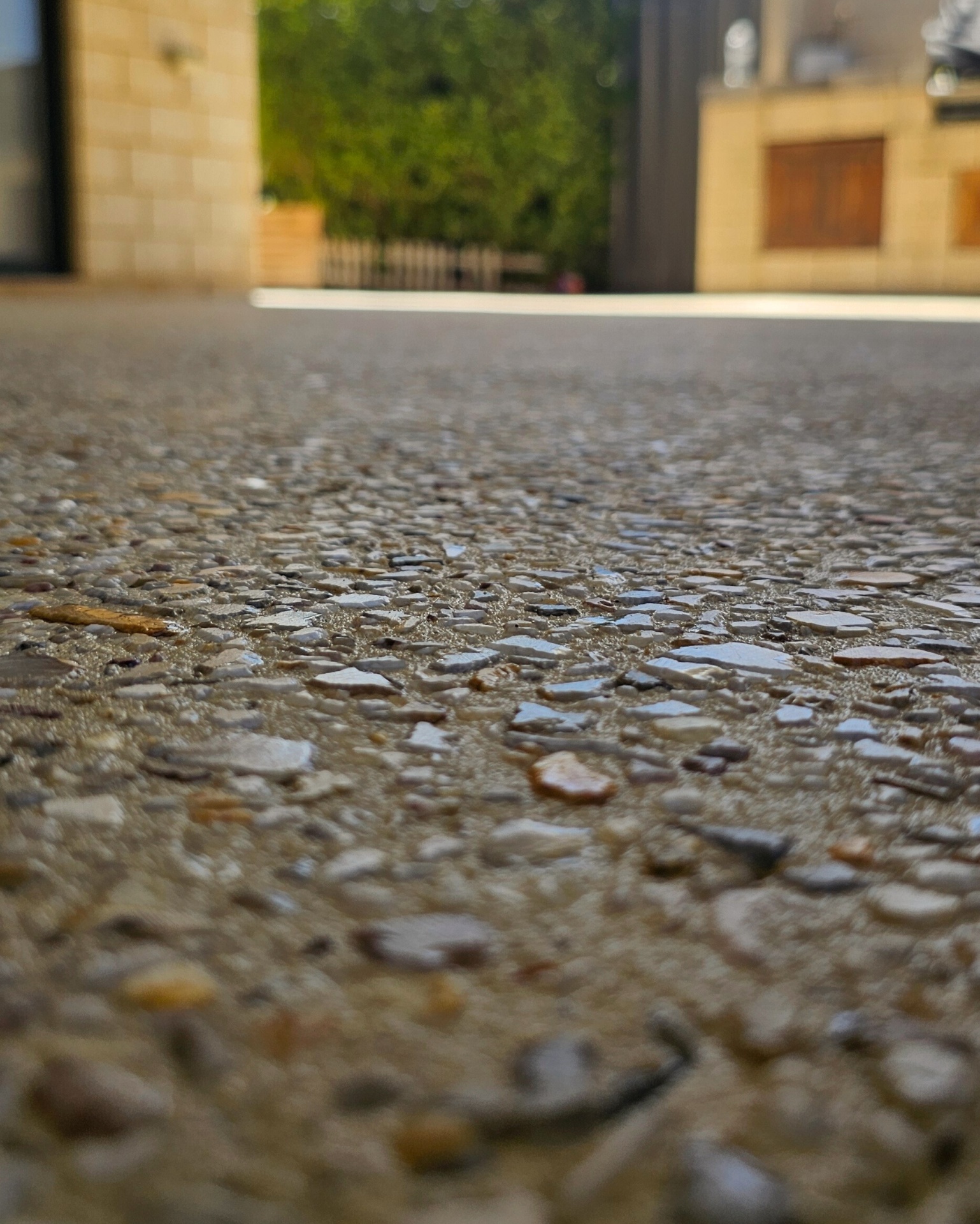 Close up of honed washed aggregate